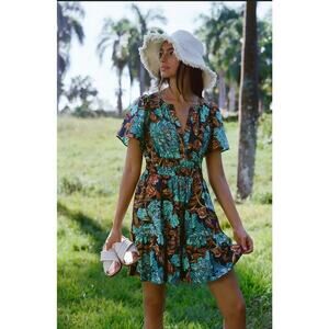 Anthropologie Somerset Mini Dress XXS Blue Floral Print ECU!
